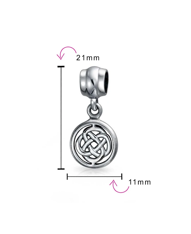 Bling Jewelry Celtic Infinity Love Knot Dangle Charm Bead in Oxidized Sterling Silver Bracelet