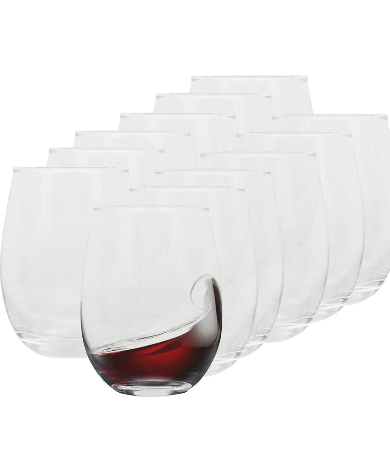 Gibson Home Bellini Glass 12 Piece All Purpose Stemless Red, White, Water, Beverage Glasses/Tumbler - Set of 12