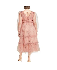Plus Kitty Print Midi Dress
