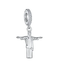 Bling Jewelry Tourism Brazil Christo Redentor Jesus Dangle Charm Bead Sterling Silver Bracelet