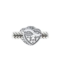 Bling Jewelry Cz Accent Loving Family Heart Charm Bead Wife Sterling Silver European Bracelet
