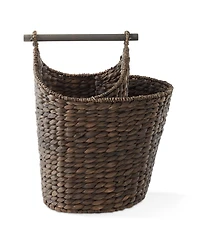 Casafield Toilet Paper Magazine Storage Basket with Roll Holder, Natural - Woven Water Hyacinth Wicker Bathroom Bin