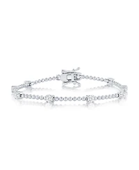 Sterling Silver, Round Cz & Beaded Bracelet