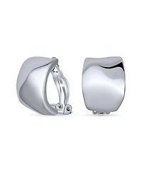 Bling Jewelry Geometric Hammered Dome Half Hoop Clip-On Earrings For Non-Pierced Ears