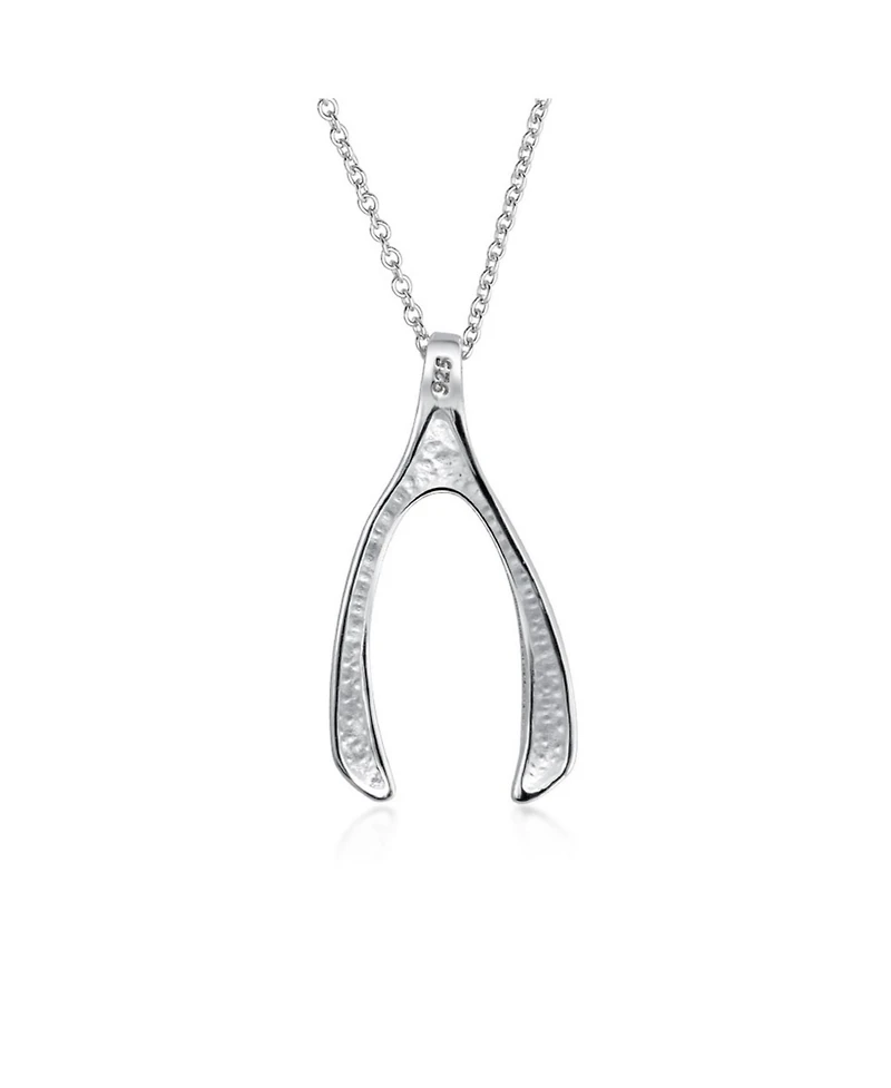 Bling Jewelry Good Luck Graduation Charm Wishbone Pendant Necklace Sterling Silver Rose Gold Plated