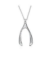 Bling Jewelry Good Luck Graduation Charm Wishbone Pendant Necklace Sterling Silver Rose Gold Plated