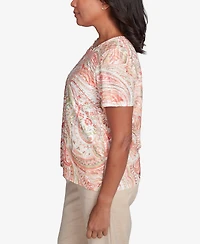 Alfred Dunner Women's Catalina Island Double-Knotted Paisley Top