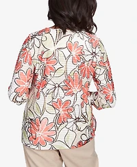 Alfred Dunner Women's Catalina Island Bold Island Floral Textured Top