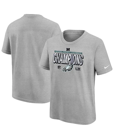 Nike Big Boys and Girls Heather Gray Philadelphia Eagles 2024 Nfc Champions Locker Room Trophy Collection T-Shirt