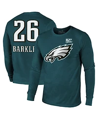 Majestic Men's Saquon Barkley Midnight Green Philadelphia Eagles Super Bowl Lix Player Name Number Tri-Blend Long Sleeve T-Shirt