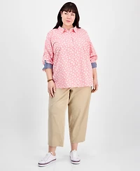 Tommy Hilfiger Plus Cotton Paisley-Print Utility Shirt