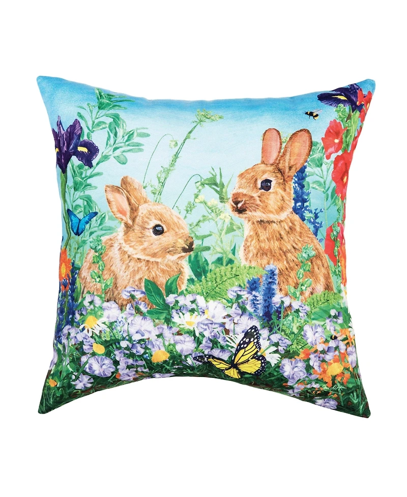 Bunny Garden Paradise Throw Pillow