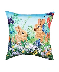 Bunny Garden Paradise Throw Pillow