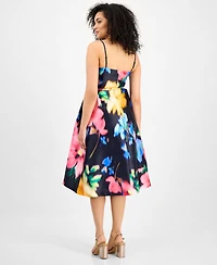 julia jordan Women's Floral-Print Sweetheart Belted Dress