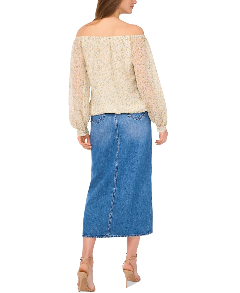 Vince Camuto Women's Floral Off-The-Shoulder Long-Sleeve Tie-Front Blouse