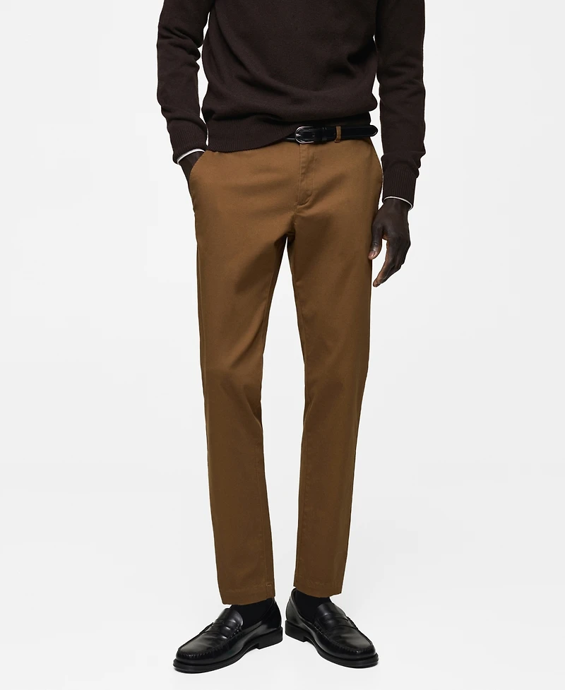 Mango Men's Slim-Fit Tapered Crop Chino Pants