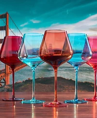 The Wine Savant Colors of San Francisco Wine Glasses, Set of 5