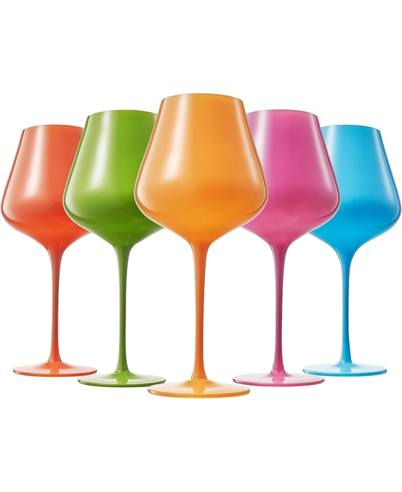 The Wine Savant Colors of South Beach Miami Wine Glasses, Set of 5
