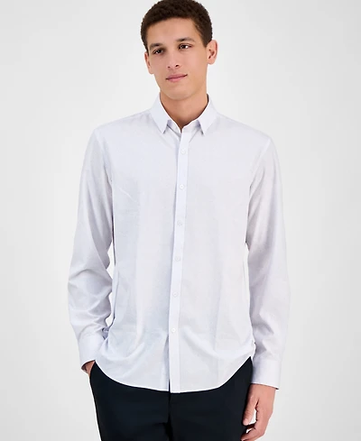 Alfani Men's Illusion Long Sleeve Geo Print Button-Front Performance Shirt, Exclusively at Macy's
