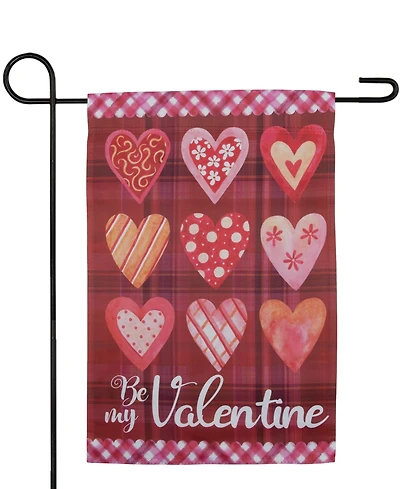Be My Valentine Plaid and Heart Garden Flag, 12.5" x 18"