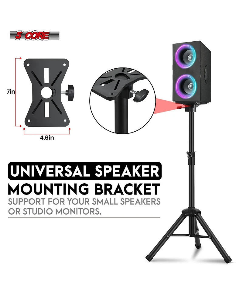 5 Core Speaker Stand Tripod Tall Adjustable 36 Inch Dj Pole Mount Studio Monitor Stands