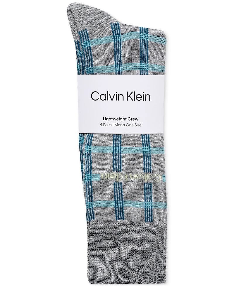 Calvin Klein Men's Flat Knit Dress Crew Socks, 4-pack