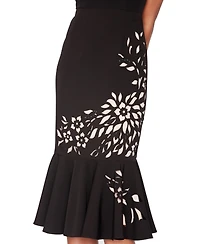 Shani Women's Laser Cut Flounce-Hem Midi Dress