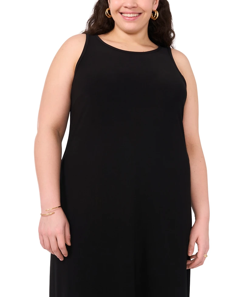 Vince Camuto Plus Size Sleeveless Keyhole-Back Crewneck Maxi Dress