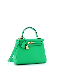 Pre-Owned HERMES Kelly 25 Handbag Green Swift with Gold Hardware