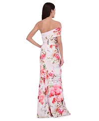 Eliza J Women's Printed Asymmetric Off-The-Shoulder Gown