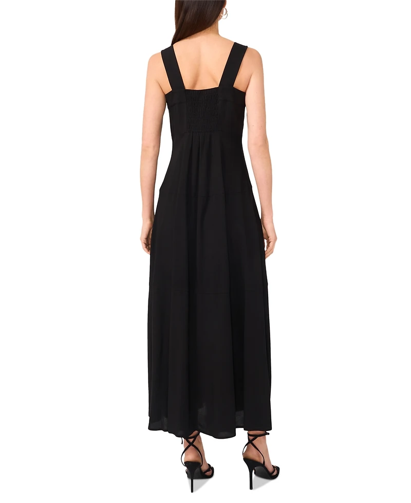 Vince Camuto Women's Challis Square-Neck Smocked-Back Sleeveless Maxi Dress