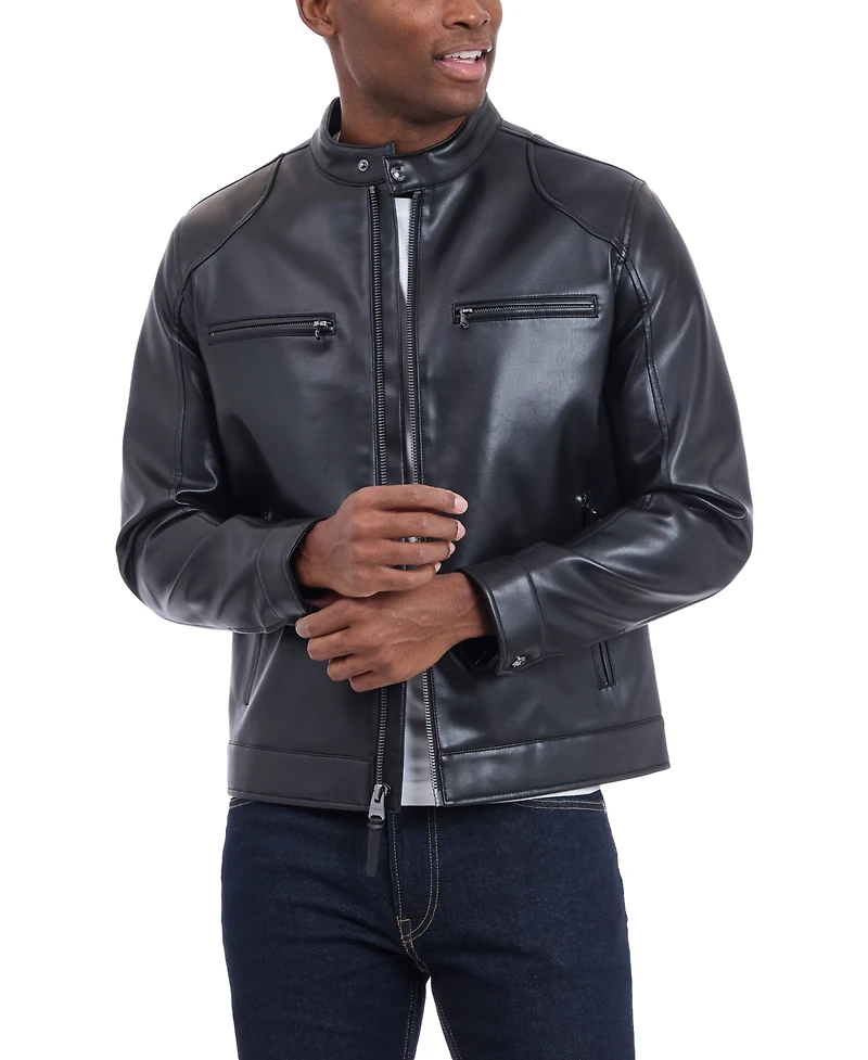 Michael Kors Men's Faux Leather Moto Jacket