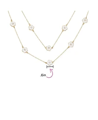 Bling Jewelry Fashion Enamel Flower Strand Necklace Gold Plated 36 Inch Crystal Accents