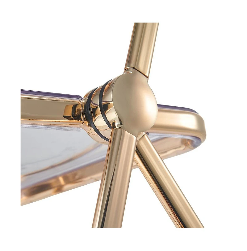 Lawrence Acrylic Folding Chair With Gold Metal Frame