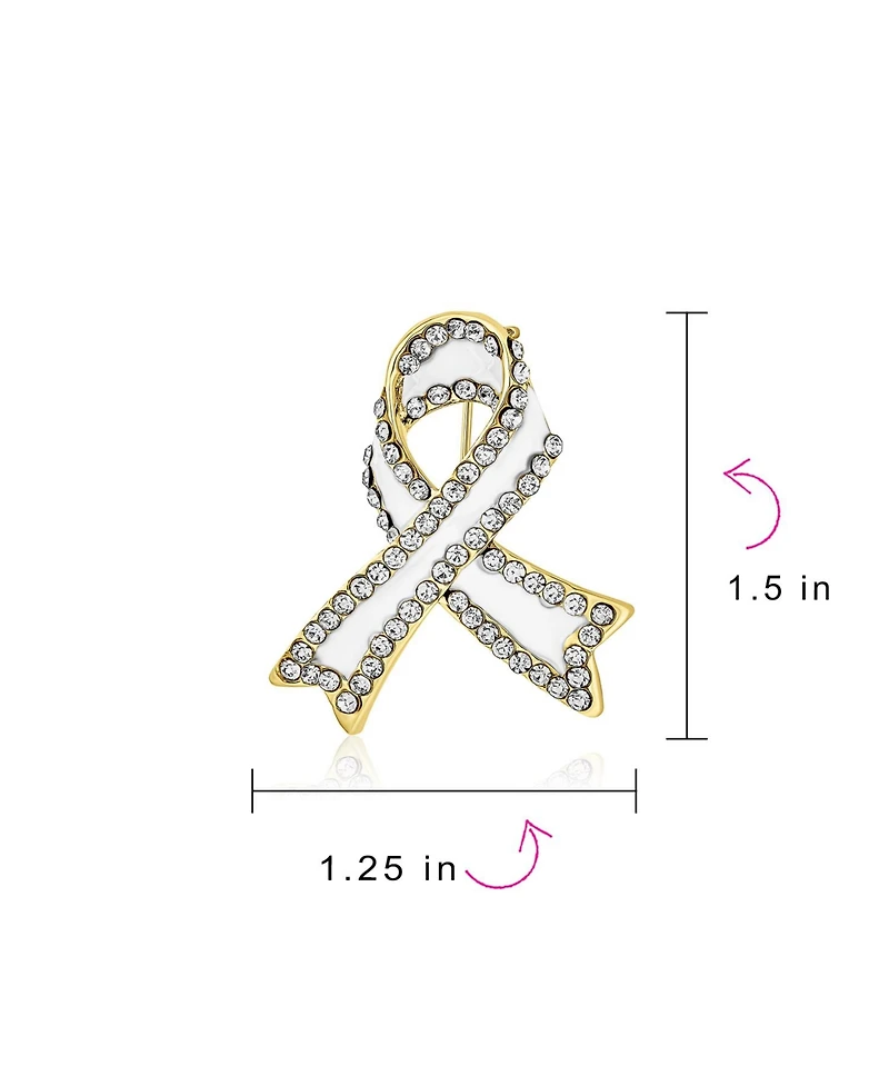 Bling Jewelry Open Heart Enamel Crystal Brooch Pin Awareness Ribbons