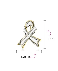 Bling Jewelry Open Heart Enamel Crystal Brooch Pin Awareness Ribbons