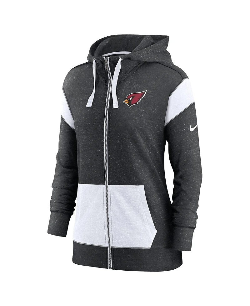 Nike Women's Heather Black/White Arizona Cardinals Monaco Lightweight Full-Zip Hoodie