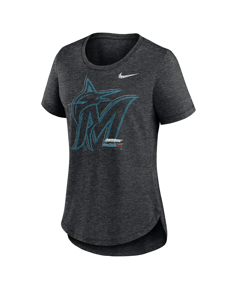 Nike Women's Heather Black Miami Marlins Touch Tri-Blend T-Shirt