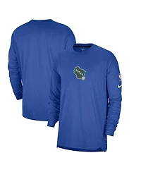 Nike Men's Royal Milwaukee Bucks 2024/25 City Edition Authentic Pregame Performance Long Sleeve Shooting T-Shirt
