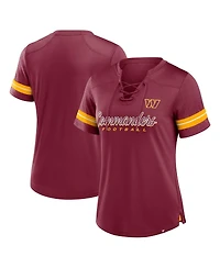 Fanatics Women's Burgundy Washington Commanders Play Script Lace-Up T-Shirt