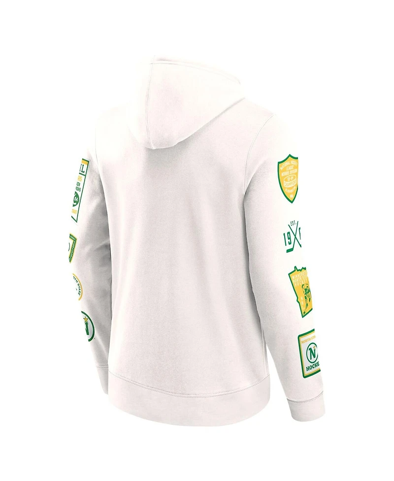 Fanatics Men's White Minnesota North Stars Vintage Letterman Pullover Hoodie