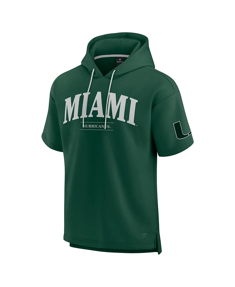 Fanatics Men's Green Miami Hurricanes Ready Short Sleeve Pullover Hoodie