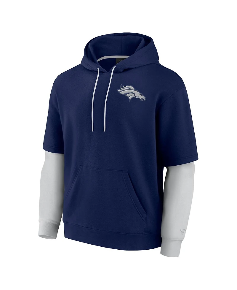 Fanatics Men's and Women's Navy Denver Broncos Sleek Elements Pullover Hoodie