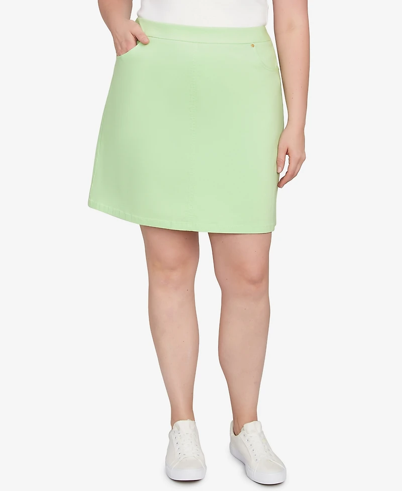 Hearts Of Palm Plus Size Solid Tech Stretch Pull On Skort