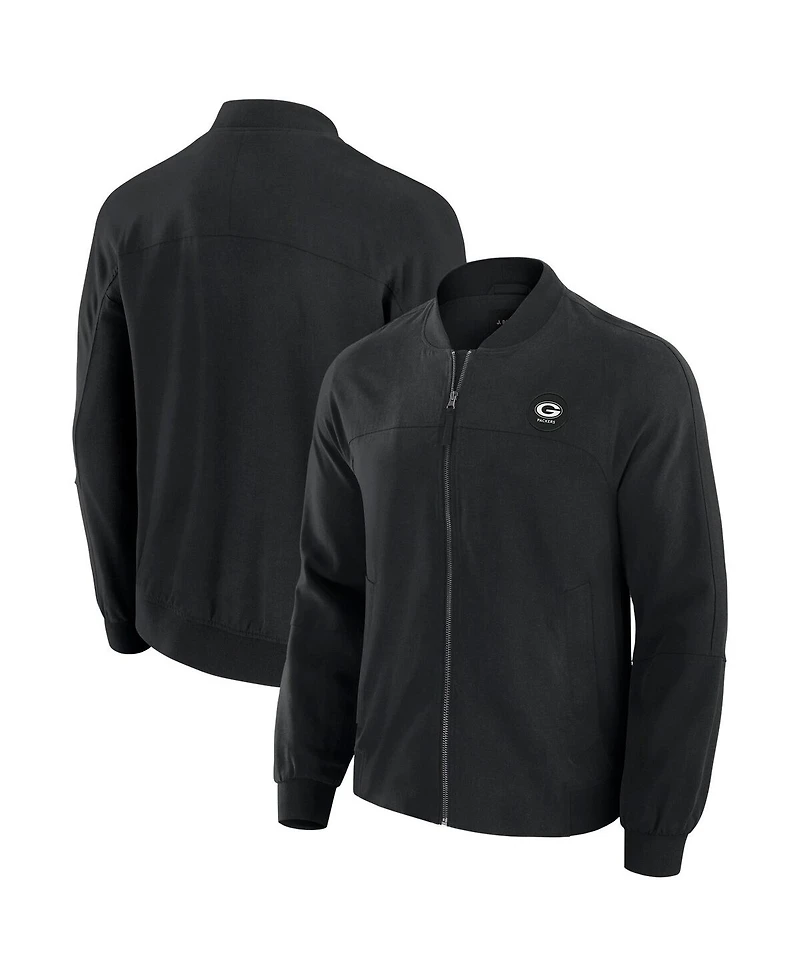 J. Palmer Men's Black Green Bay Packers Lightweight Cover-4 Tri-Blend Full-Zip Jacket