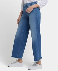 Nydj Women's Teresa Wide Leg Ankle Frayed Hems Jeans