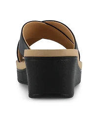 Journee Collection Women's Biara Crisscross Platform Wedge Sandals