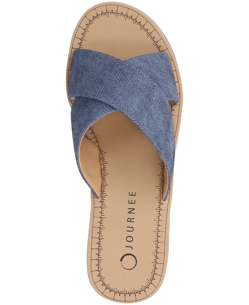 Journee Collection Women's Biara Crisscross Platform Wedge Sandals