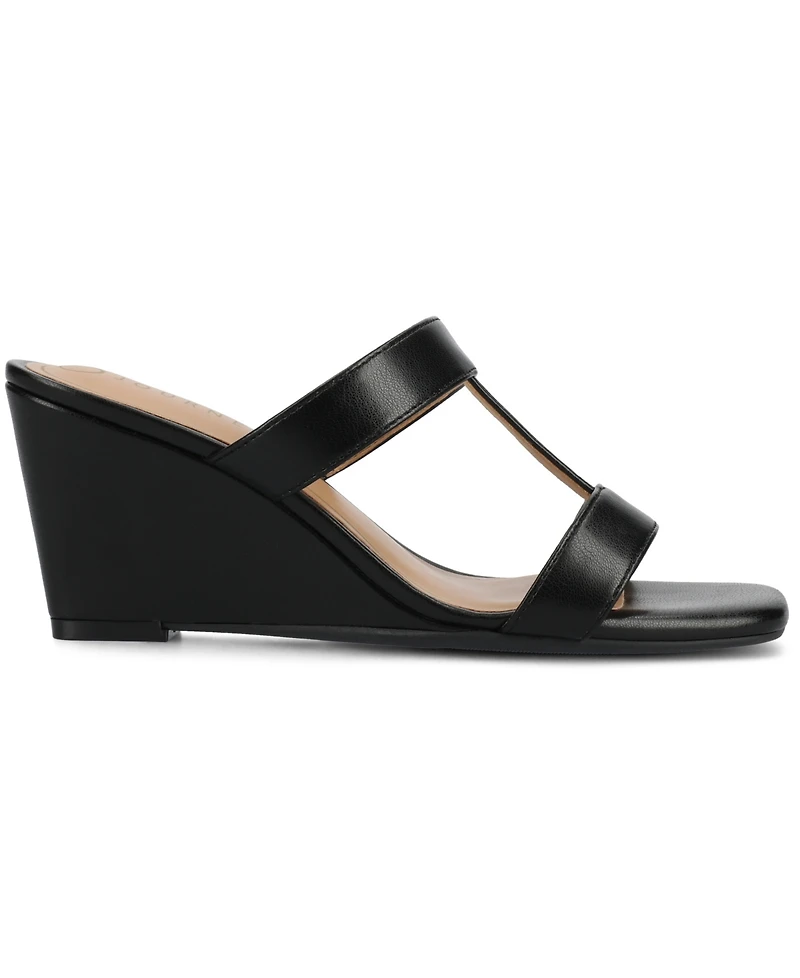 Journee Collection Women's Clodie T Strap Dress Wedge Sandals