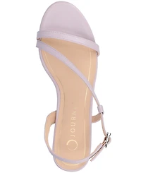 Journee Collection Women's Jemry Asymmetrical Strap Kitten Heel Strap Dress Sandals